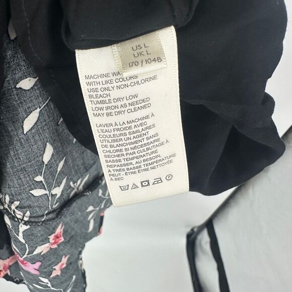 Free people dress womens large lighten up black floral boho prairie feminine nwt - Picture 9 of 11